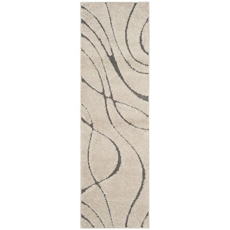 SAFAVIEH 2 ft.3 in. x 7 ft. Shag Power Loomed Runner RugCream & Grey SG471-1180-27